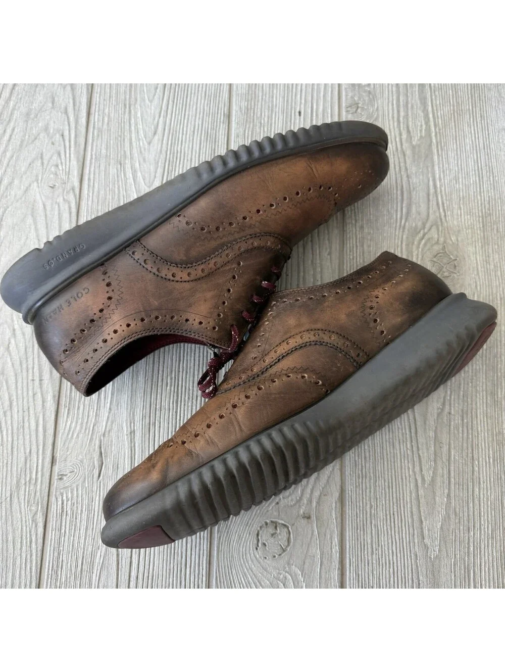 Cole Haan Grand.OS ZeroGrand Wingtip Oxford Brown Leather Shoes Men’s 10.5